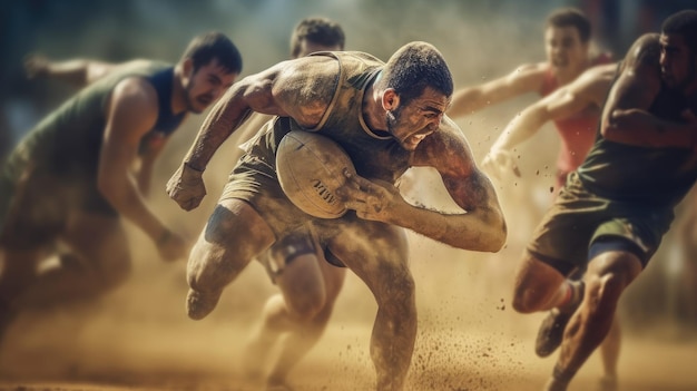 Foto jugadores de rugby corriendo con la palabra rugby en la espalda