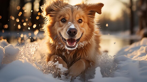 Jugar con las patas bonito joven Golden Retriever cachorro a la luz del sol