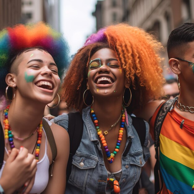 Jugend feiert Stolz lgbtq Generative KI