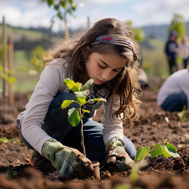 Jugendliche pflanzen Bäume, zukünftige Verwalter des Planeten, Hoffnung wächst