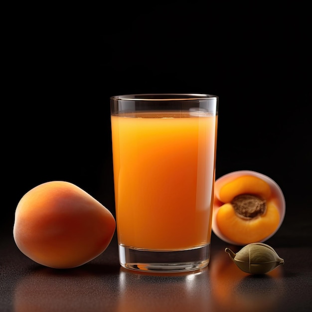 Jugo de albaricoque con fondo de estudio