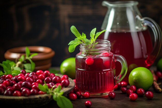 Jugo de arándano servido en un bar de cócteles de moda