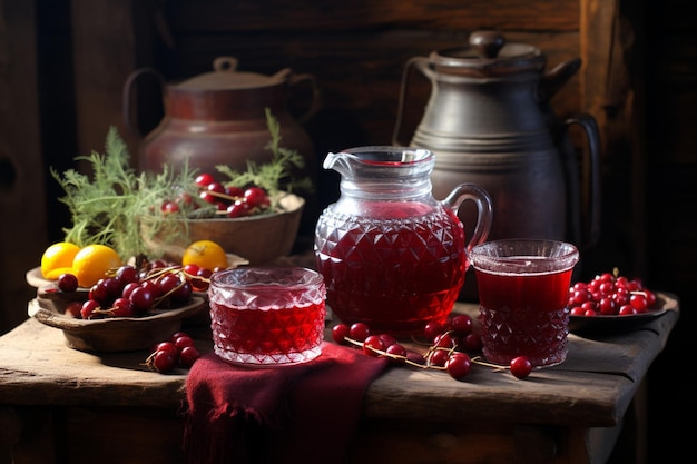 Jugo de arándano servido en un bar de cócteles de moda