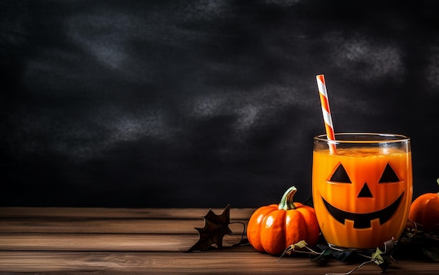 Jugo de calabaza de Halloween desde arriba