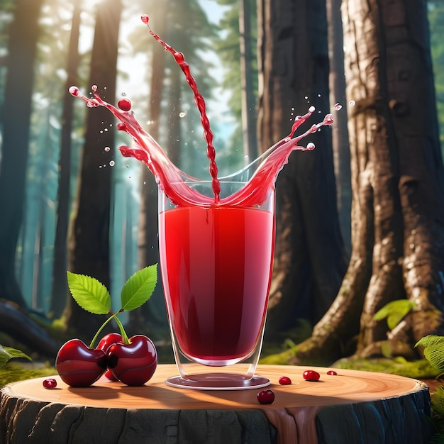 Jugo de cereza Podium en el bosque