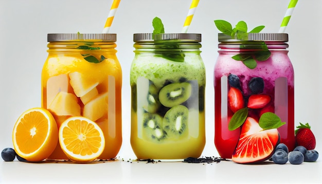 Jugo Detox Fresco y Saludable Una Colorida Mezcla de Frutas Verduras y Especias