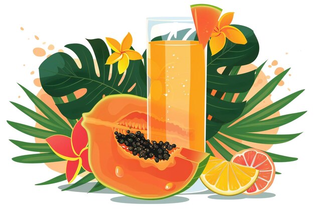 Jugo de frutas refrescante y vibrante mezclado con cítricos y frutas tropicales