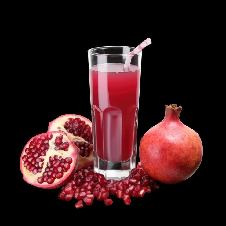 Jugo de granada con fondo de estudio