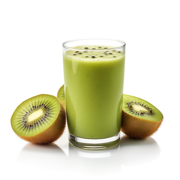 Jugo de kiwi en fondo blanco IA generativa