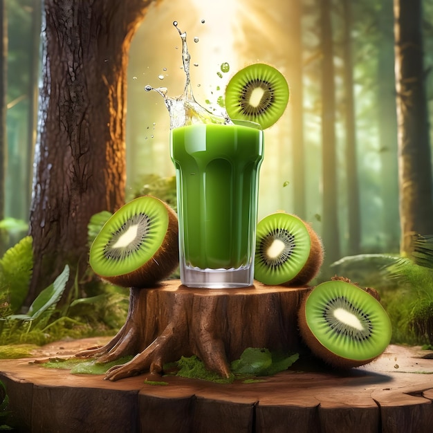 Jugo de kiwi Podium en el bosque