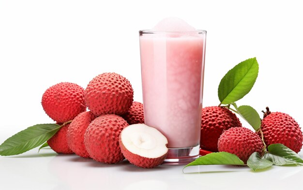 Jugo de lychee en blanco