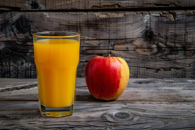 Foto jugo de manzana en un ático urbano