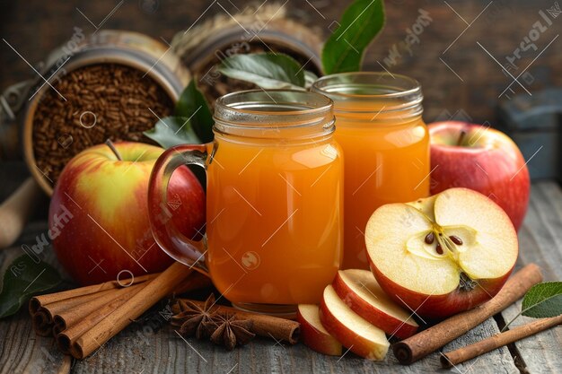 Jugo de manzana en un café hipster