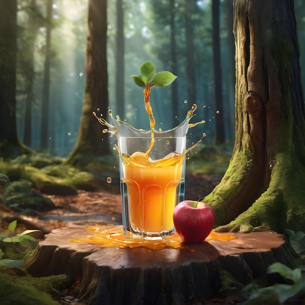 Jugo de manzana Podium en el bosque