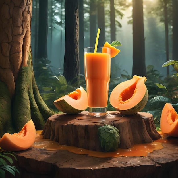 Jugo de melón Podium en el bosque