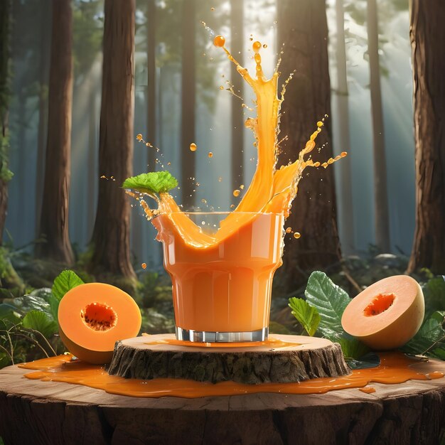 Jugo de melón Podium en el bosque