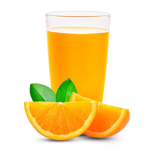 Foto jugo de naranja aislado sobre fondo blanco