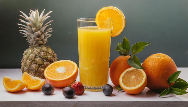 jugo de naranja y frutas