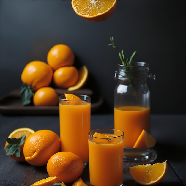 jugo de naranja y frutas