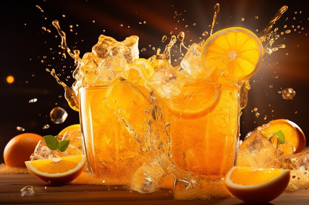 Jugo de naranja con hielo