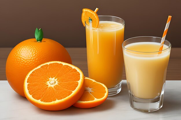 Jugo de naranja y naranjas