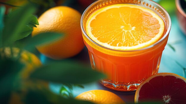 Jugo de naranja de primer plano en el vaso