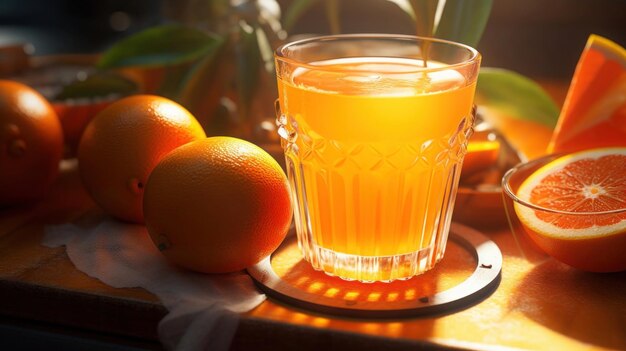 Jugo de naranja de primer plano en el vaso