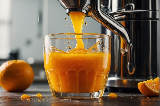 Jugo de naranja recién exprimido goteando de la