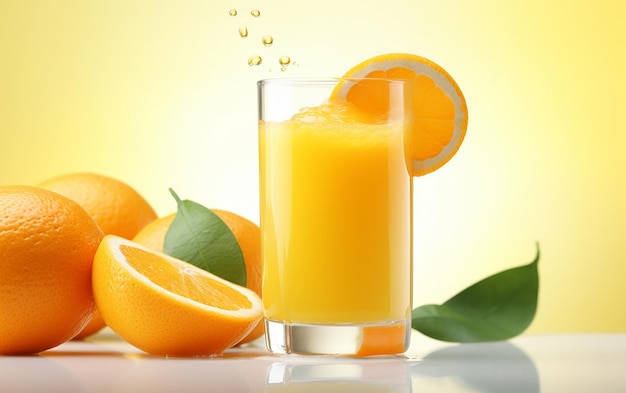 Jugo de naranja sobre un fondo blanco