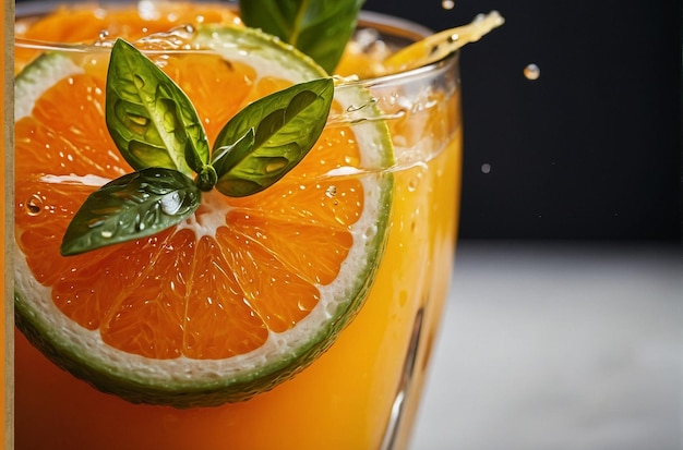 Jugo de naranja vibrante y delicioso