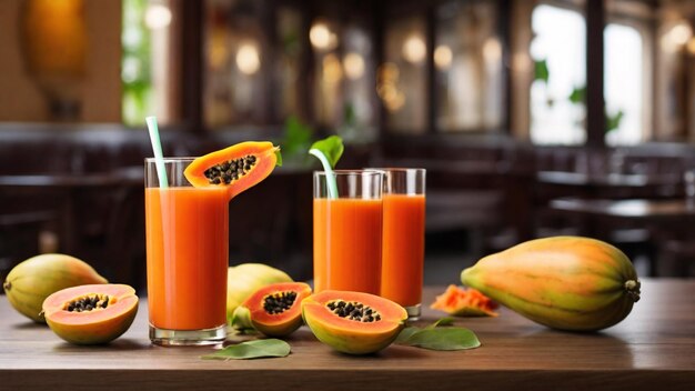 Jugo de papaya en una mesa de un restaurante