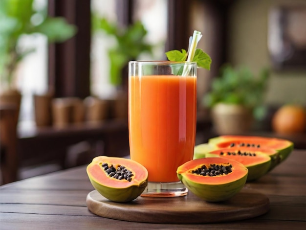 Jugo de papaya en una mesa de un restaurante