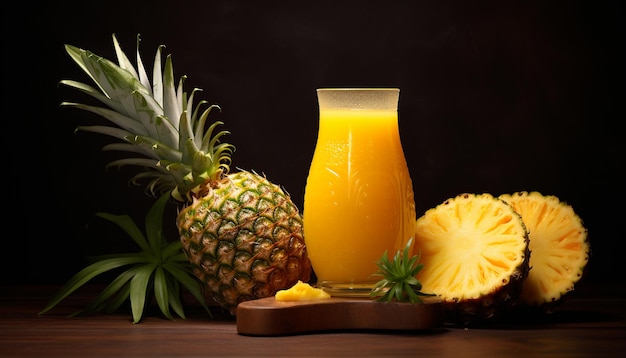 Jugo de piña amarillo de primer plano refrescante