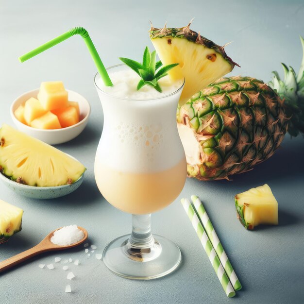 Jugo de piña colada y frutas