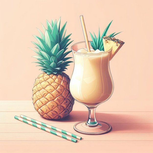 Jugo de piña colada y frutas