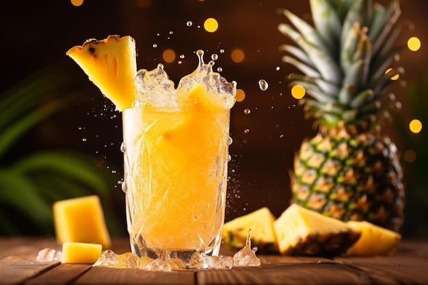 Foto jugo de piña fresco sobre un fondo blanco fotografía de jugos de piña