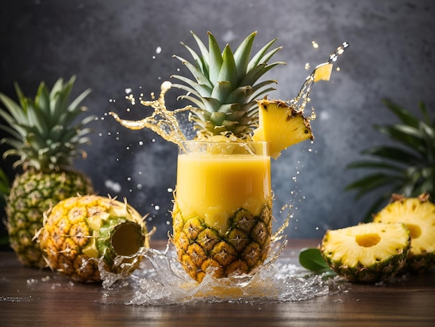 Jugo de piña con salpicaduras