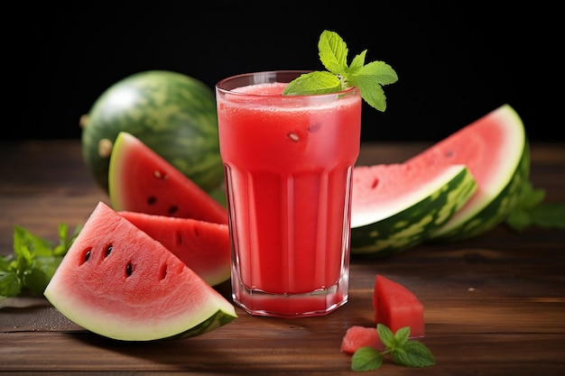 Jugo de sandía con salpicaduras de fruta de sandía