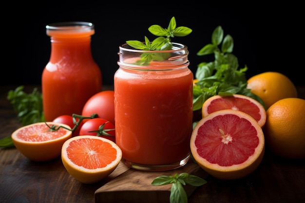 Jugo de tomate de Citrus Bliss saludable Fotografía de jugos de tomate