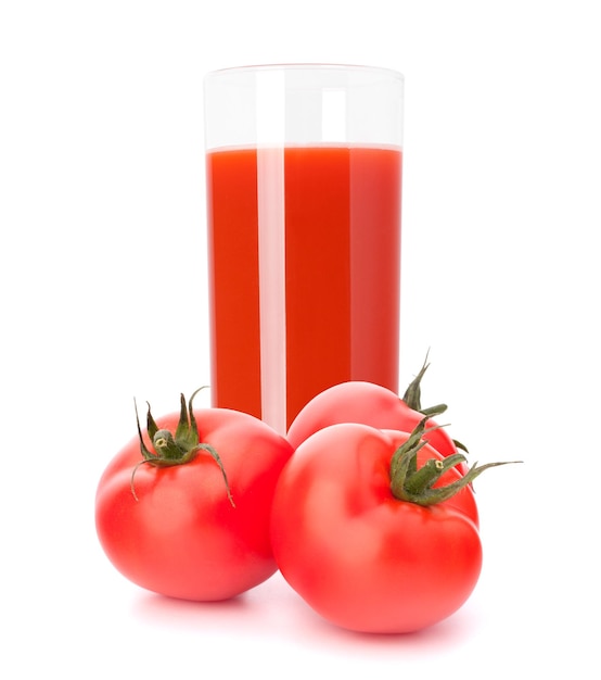 Jugo de tomate vegetal en vaso