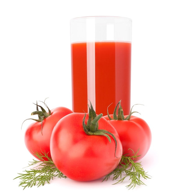 Jugo de tomate vegetal en vaso