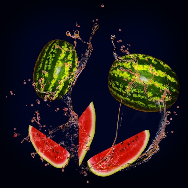 La jugosa y sabrosa sandía con toques de jugo está llena de vitaminas