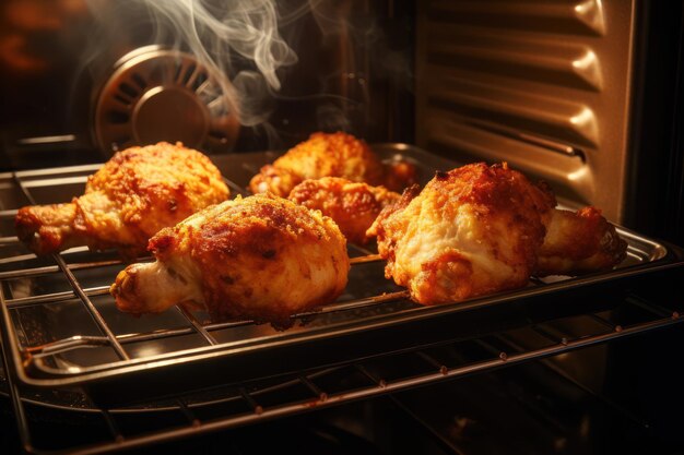 Jugosas patas de pollo fritas horneadas en el horno carne de aves de corral