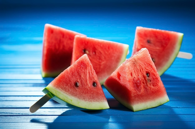 Jugosos y dulces, los refrescantes cubos de sandía tientan las papilas gustativas, un delicioso regalo de verano Generado por IA