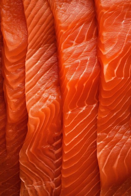 Foto jugosos filetes de salmón fresco en el fondo