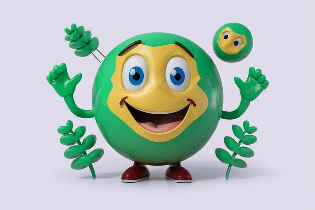 un juguete alienígena verde con una cara amarilla y dos ojos verdes