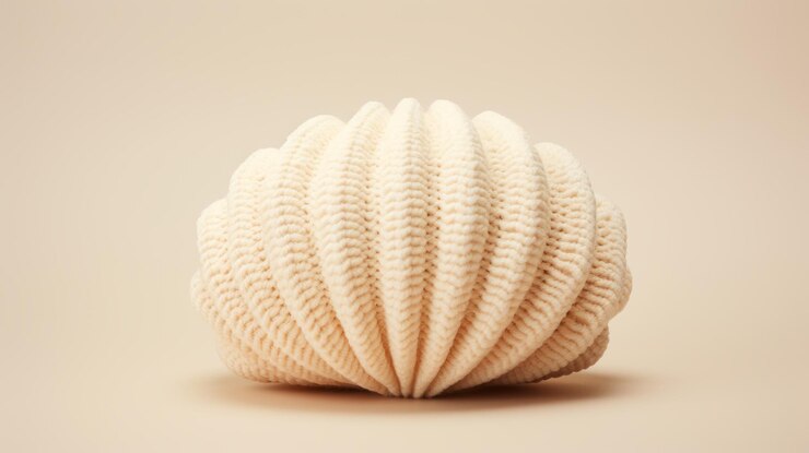 Foto juguete de almejas tejidas de crema con concha natural imax modelo 3d y animación fotográfica
