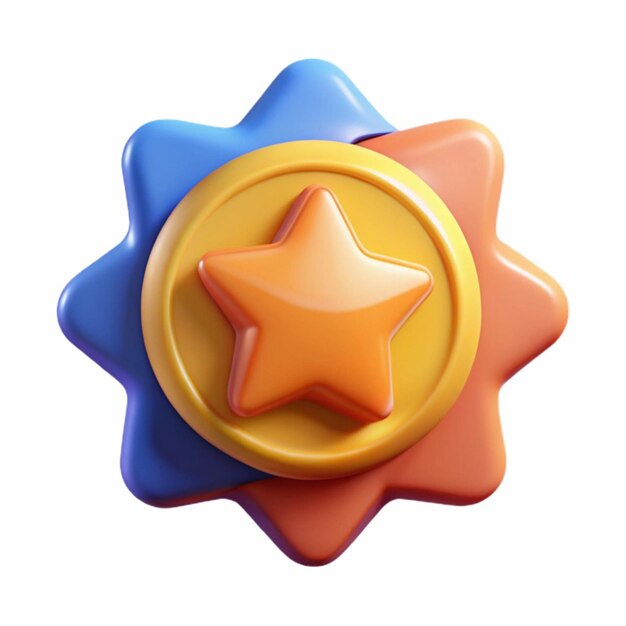 un juguete amarillo y azul con una estrella en él