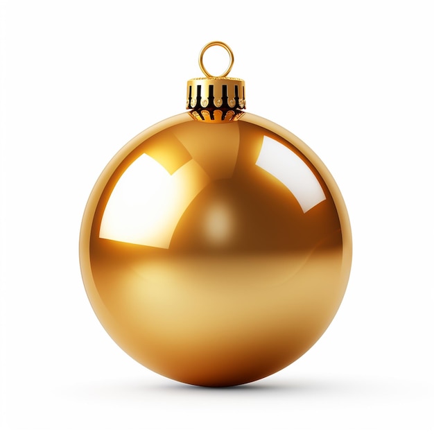 Juguete de árbol de Navidad Bola de oro aislada sobre fondo blanco Ilustración vectorial realista Diseño