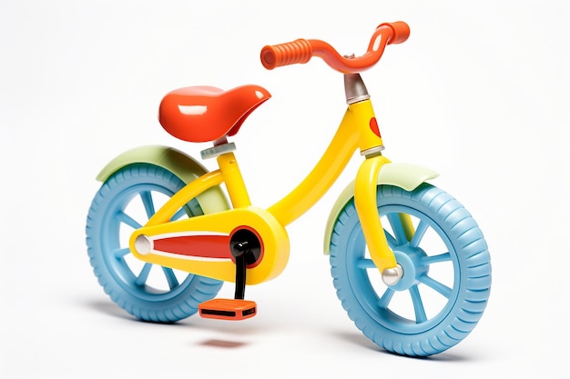 Foto juguete de bicicleta sobre un fondo blanco